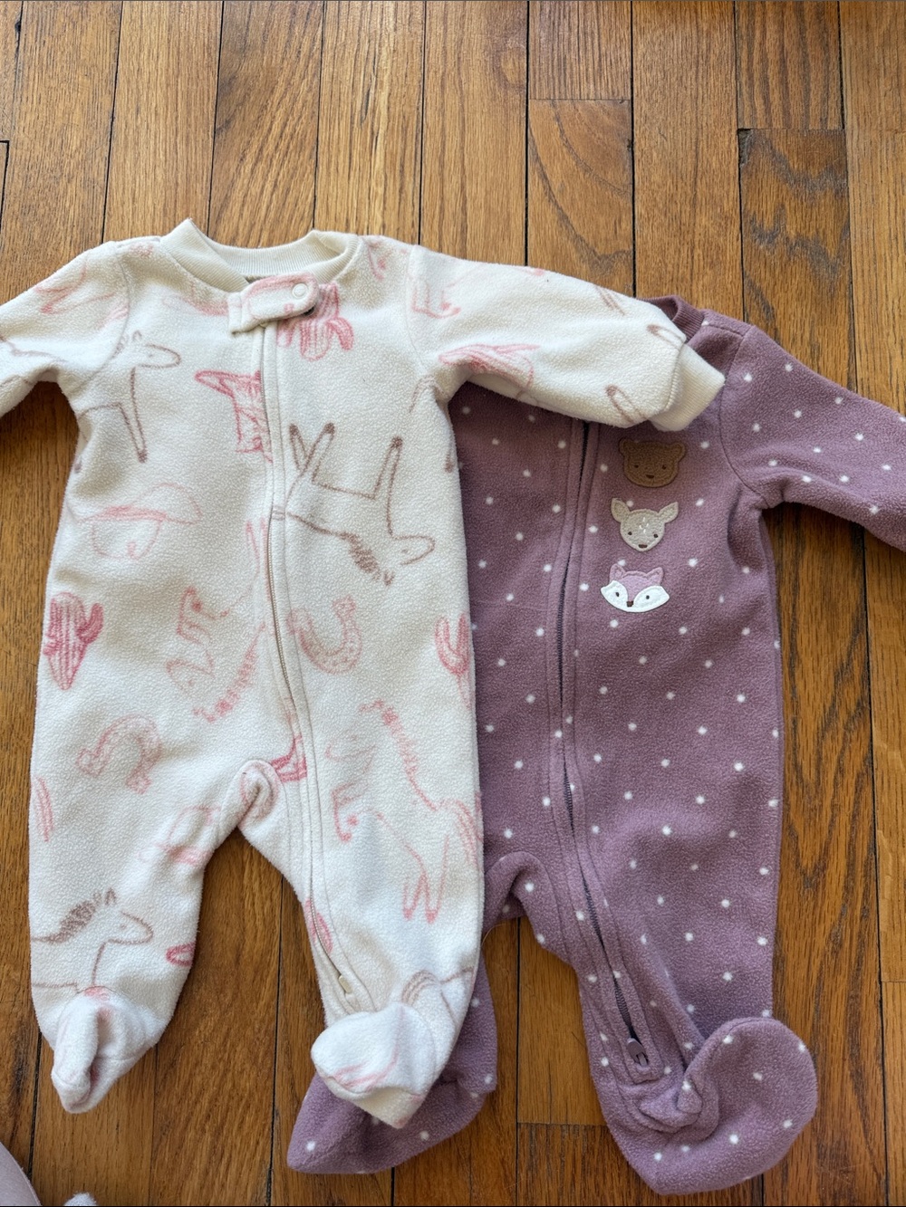 Baby Girls' Pink & Mauve Fleece One-Piece Sleepers - Pack of 2. Work once.